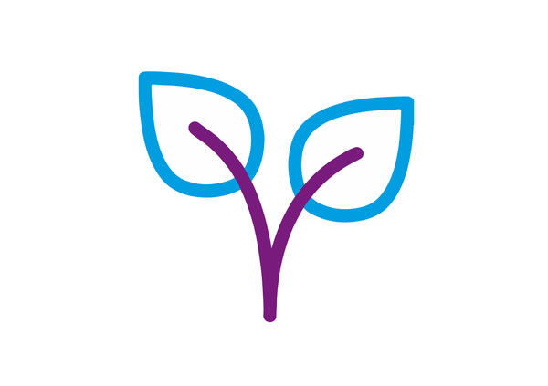 Icon für Nachhaltigkeit. Abstrakte Darstellung einer Pflanze.