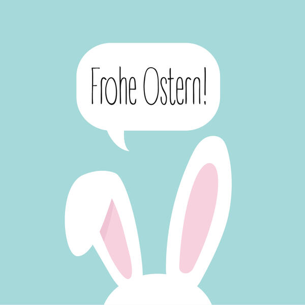 Vektorgrafik: Osterhase mit Text "Frohe Ostern"