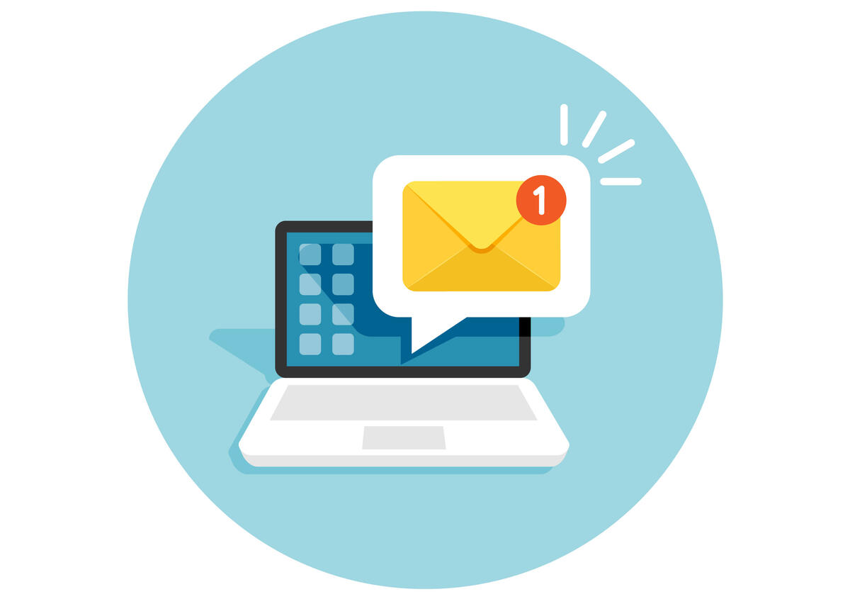 Vektorgrafik: Notebook mit eingehender E-Mail