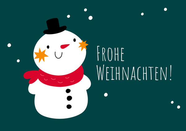 Vektorgrafik: Schneemann mit Text: Frohe Weihnachten!