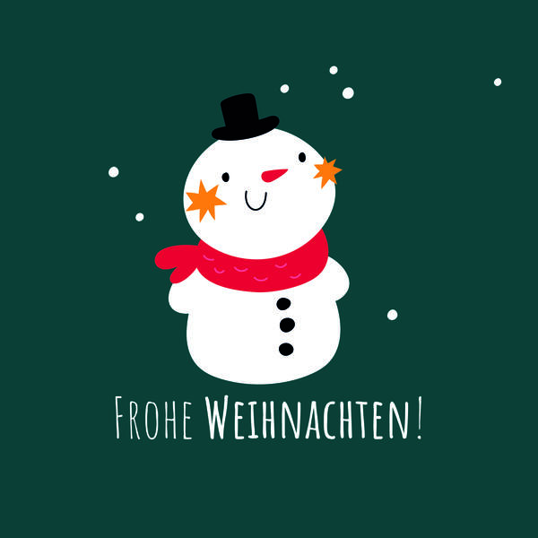 Vektorgrafik: Schneemann mit Text: Frohe Weihnachten!