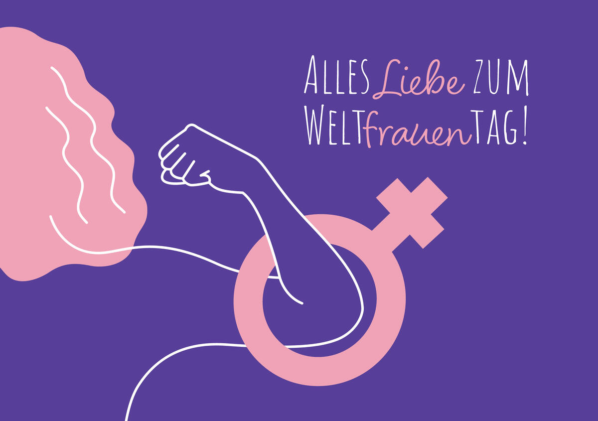 Vektorgrafik - Frauensilhouette mit Text "Alles Liebe zum Weltfrauentag!"