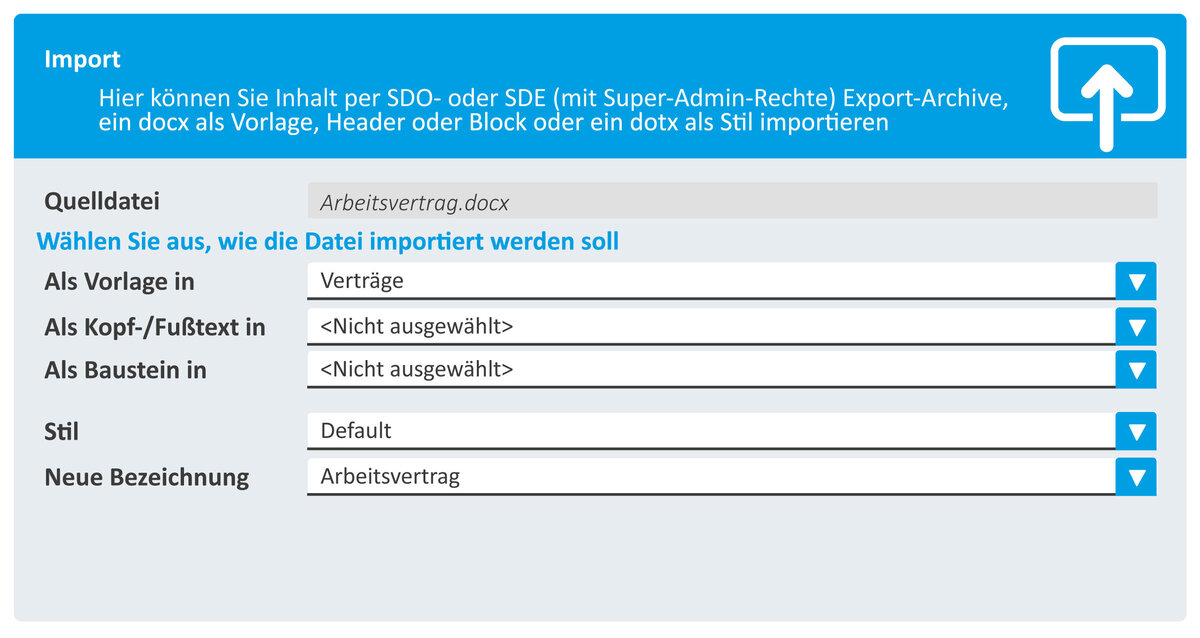 Screenshot der Software SmartControl- Darstellung Importfenster