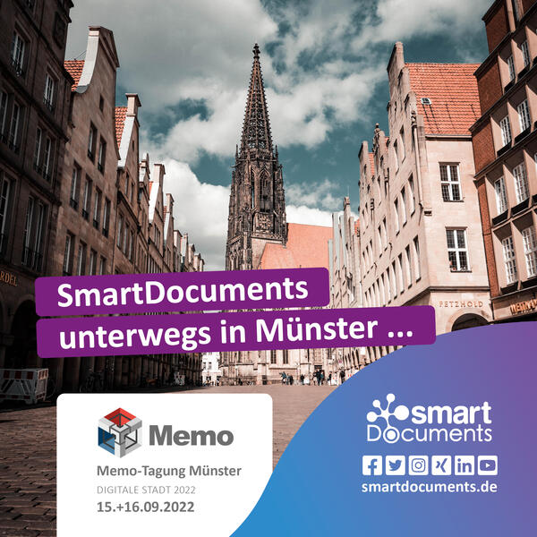 Fotografie Stadt M&uuml;nster mit Text: SmartDocuments unterwegs in M&uuml;nster.