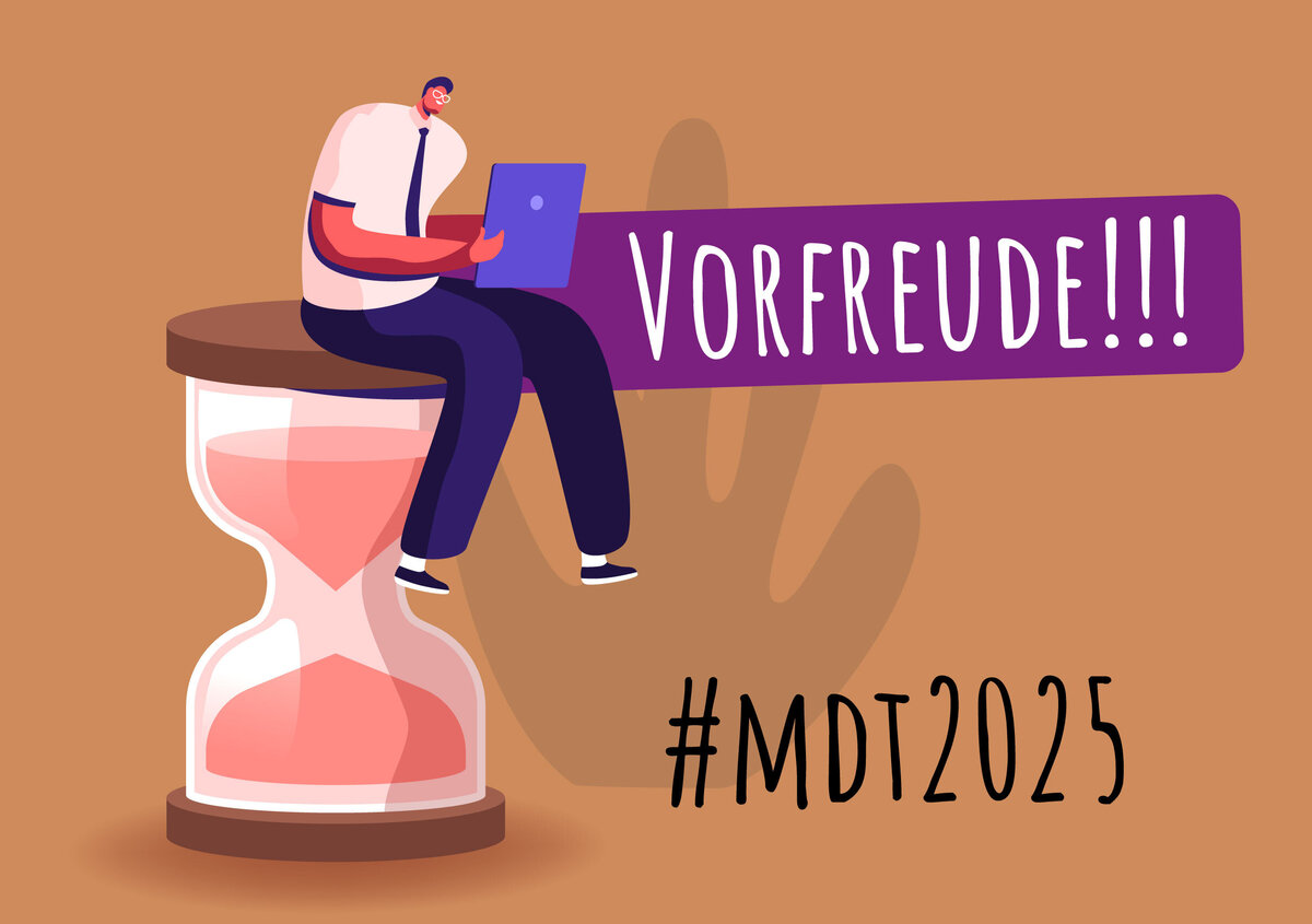 Vektorgrafik: Mann sitzt auf Sanduhr