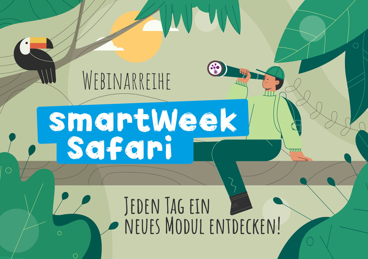 Vektorgrafik: Safari - Person, die durch ein Fernglas ein Tier beobachtet