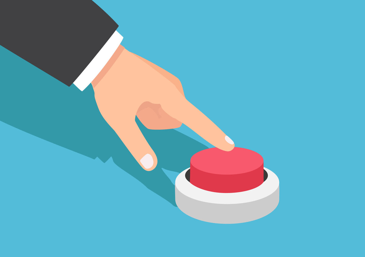 Vektorgrafik Hand, die roten Button drückt.