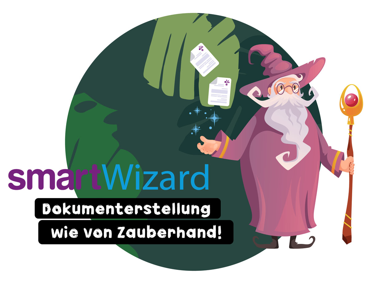 Vektorgrafik: Zauberer mit Text SmartWizard - Dokumentenerstellung wie von Zauberhand!
