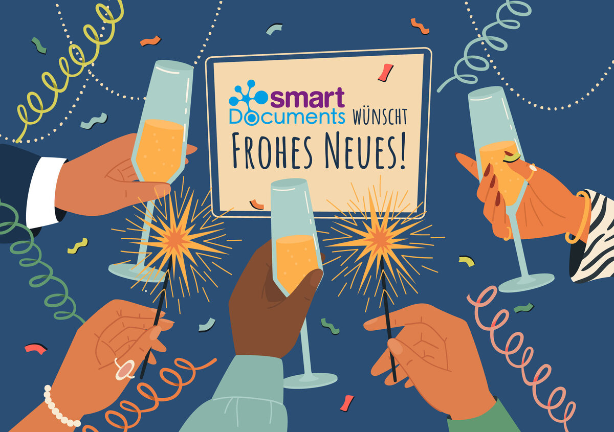 Vektorgrafik: H&auml;nde mit Sektgl&auml;ser, die ansto&szlig;en.