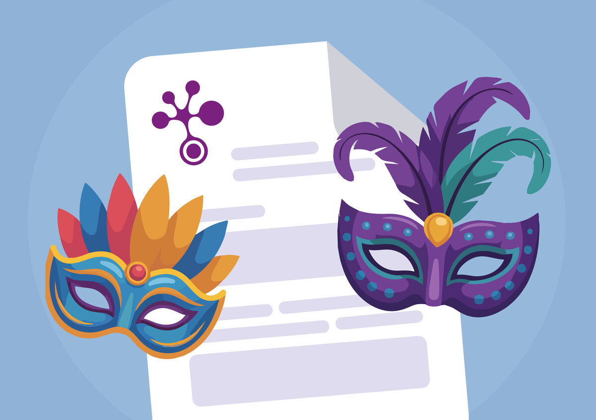 Vektorgrafik: Dokument mit unterschiedlichen Karnelvals-Masken