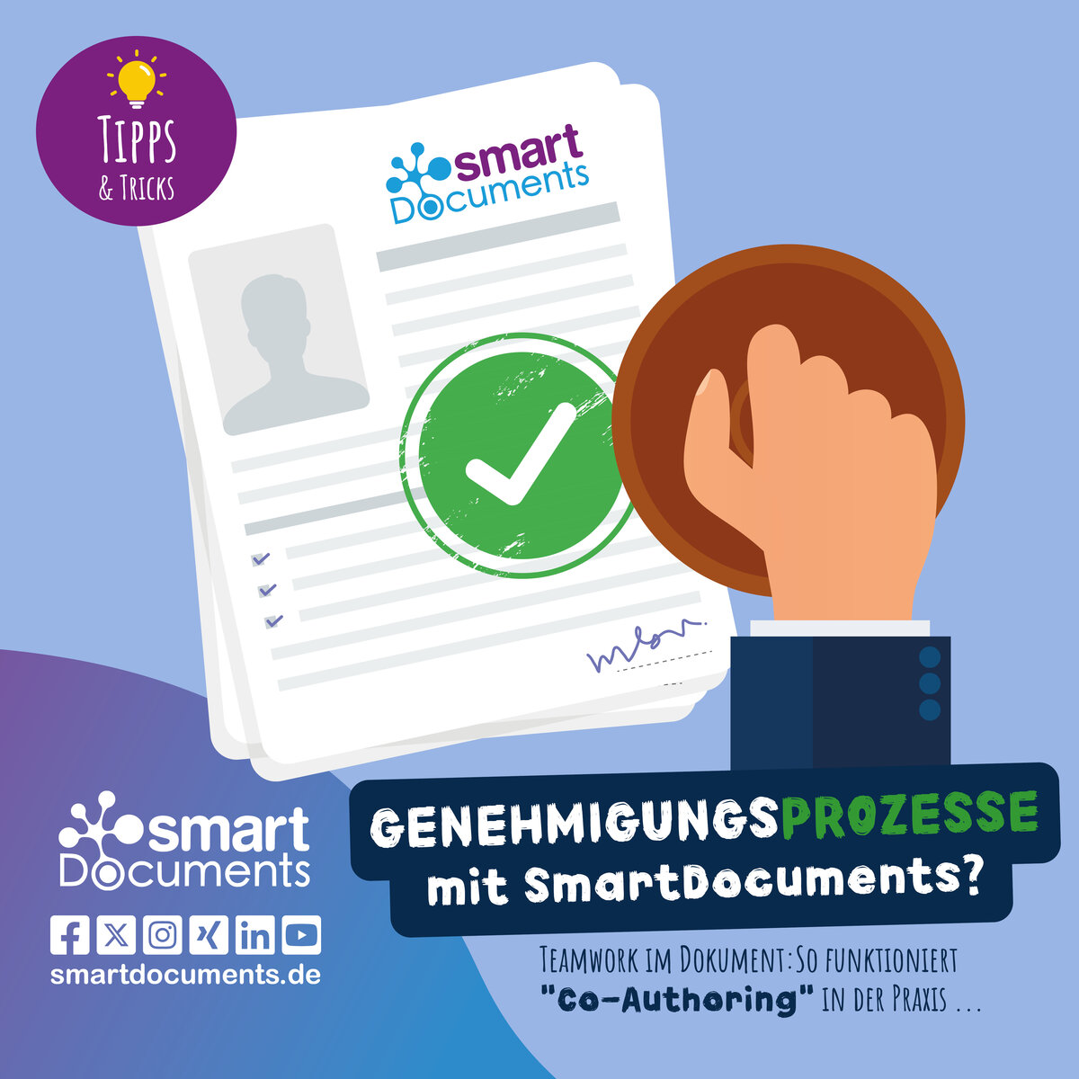 Vektorgrafik: Antrag wird per Stempel genehmigt