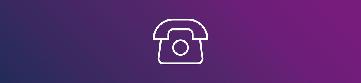 Phone icon on a purple gradient background, symbolizing telephone contact and direct communication.