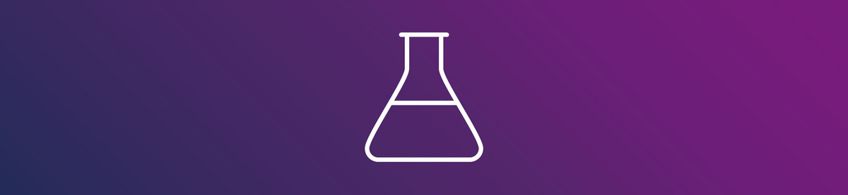 Icon graphic featuring a laboratory flask, representing a test environment for the safe evaluation and quality assurance of software solutions.