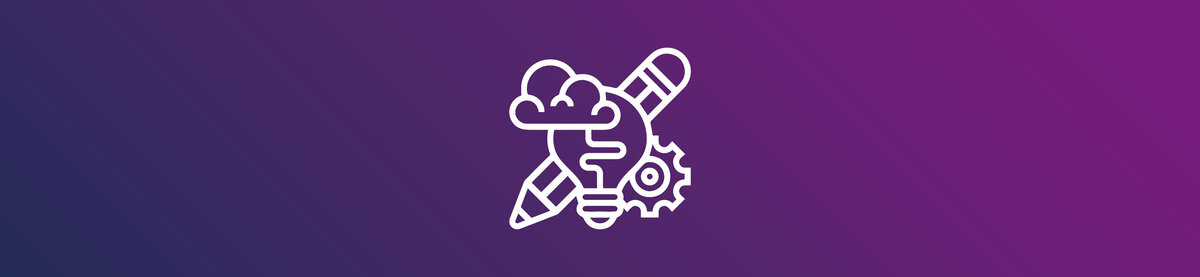 Icon featuring a light bulb, pencil, and gear. Represents Corporate Design Management, brand consistency, and centralized design control.