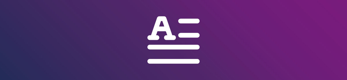 Two speech bubbles on a purple gradient background. Represents document generation, guided user input, and automated document creation.