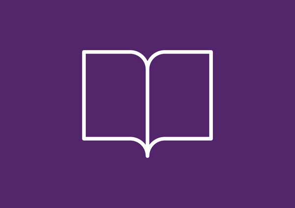 Open book icon on a purple background, representing a blog, article, or knowledge resource.