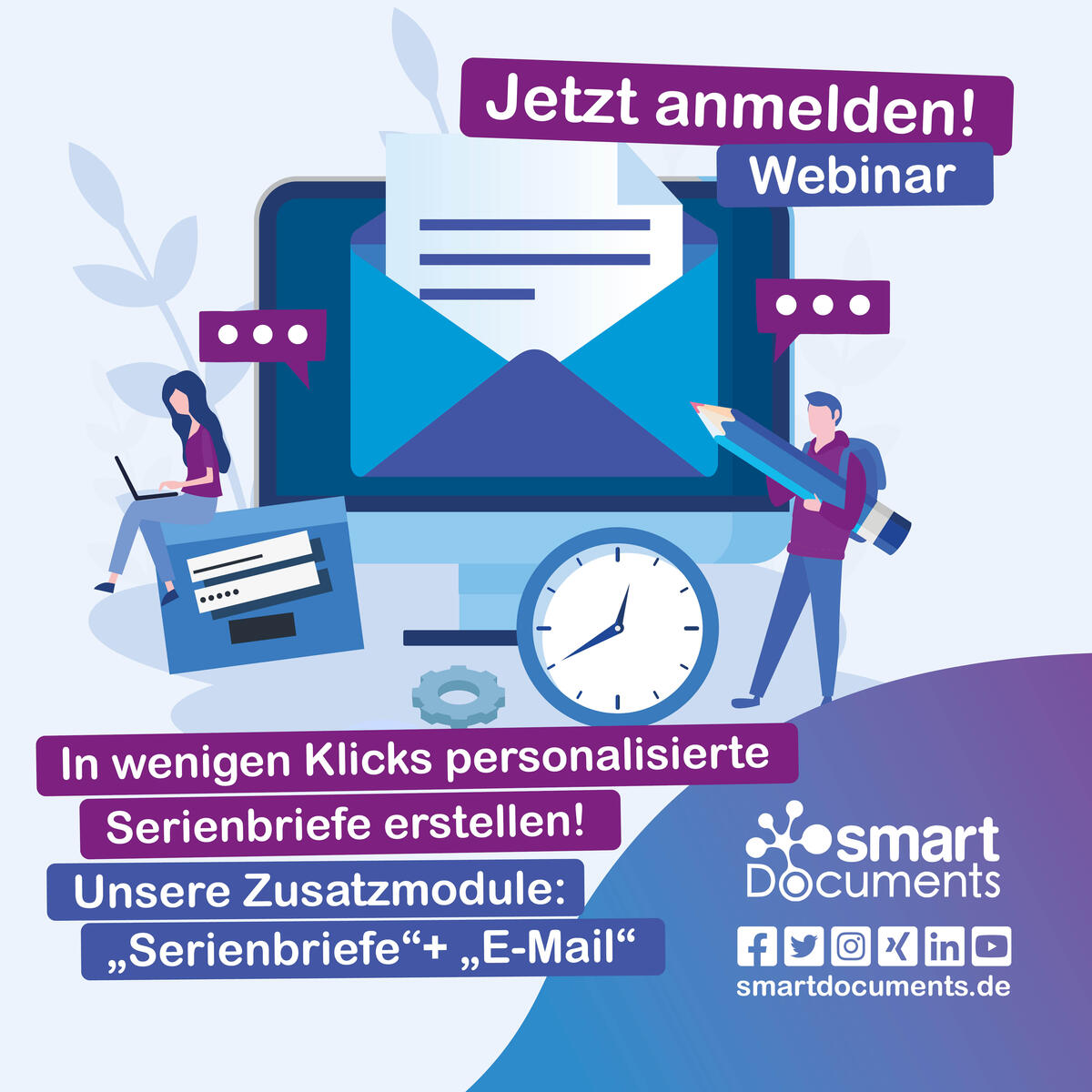 Jetzt anmelden zum Webinar: "Unsere Zusatzmodule Serienbriefe und E-Mail-Integration"