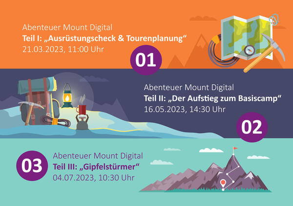 Einladung zur Webinarreihe "Abenteuer Mount Digital".