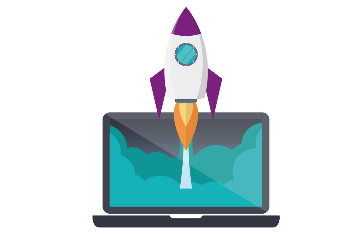 Vektorgrafik: Notebook mit Rakete