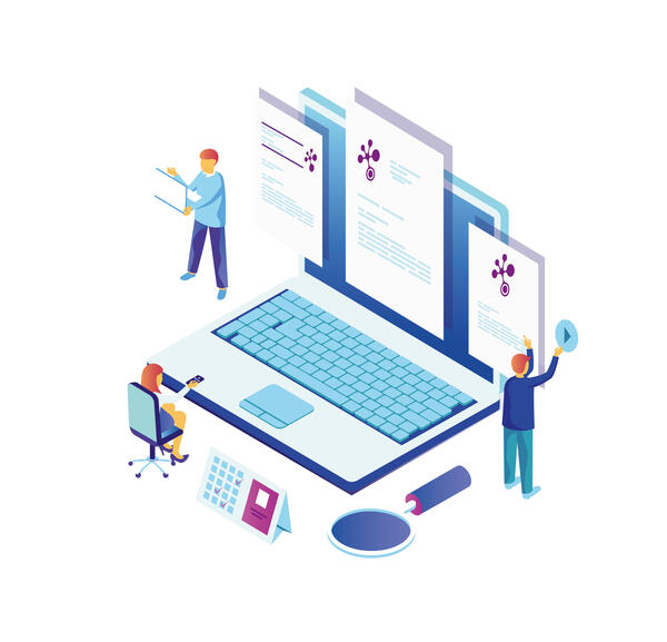 Abstrakte Darstellung eines Notebooks mit SmartDocuments-Dokumenten.
