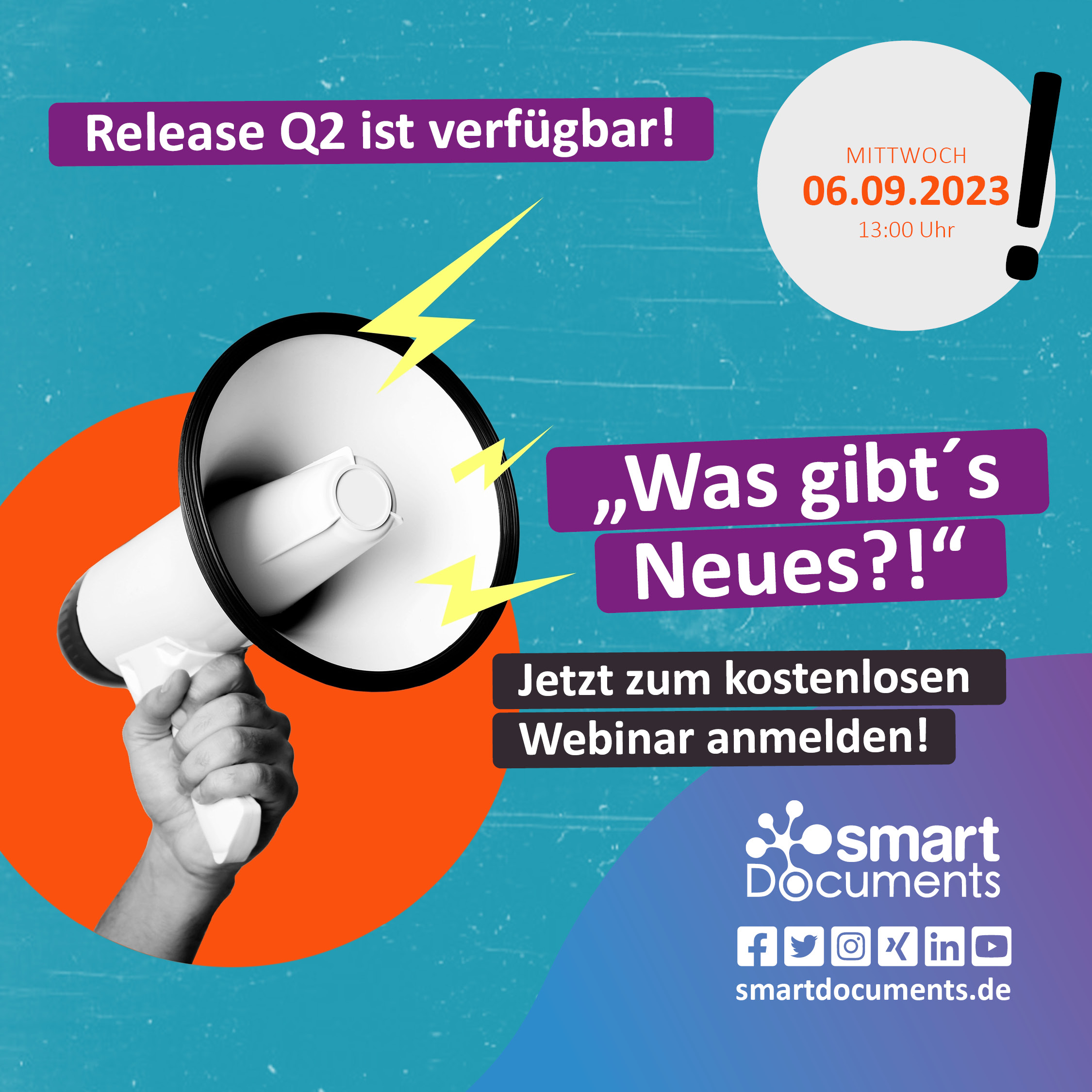 Release Q2 ist verf&uuml;gbar! Was gibt's Neues?!" Jetzt zum kostenlosen Webinar anmelden!