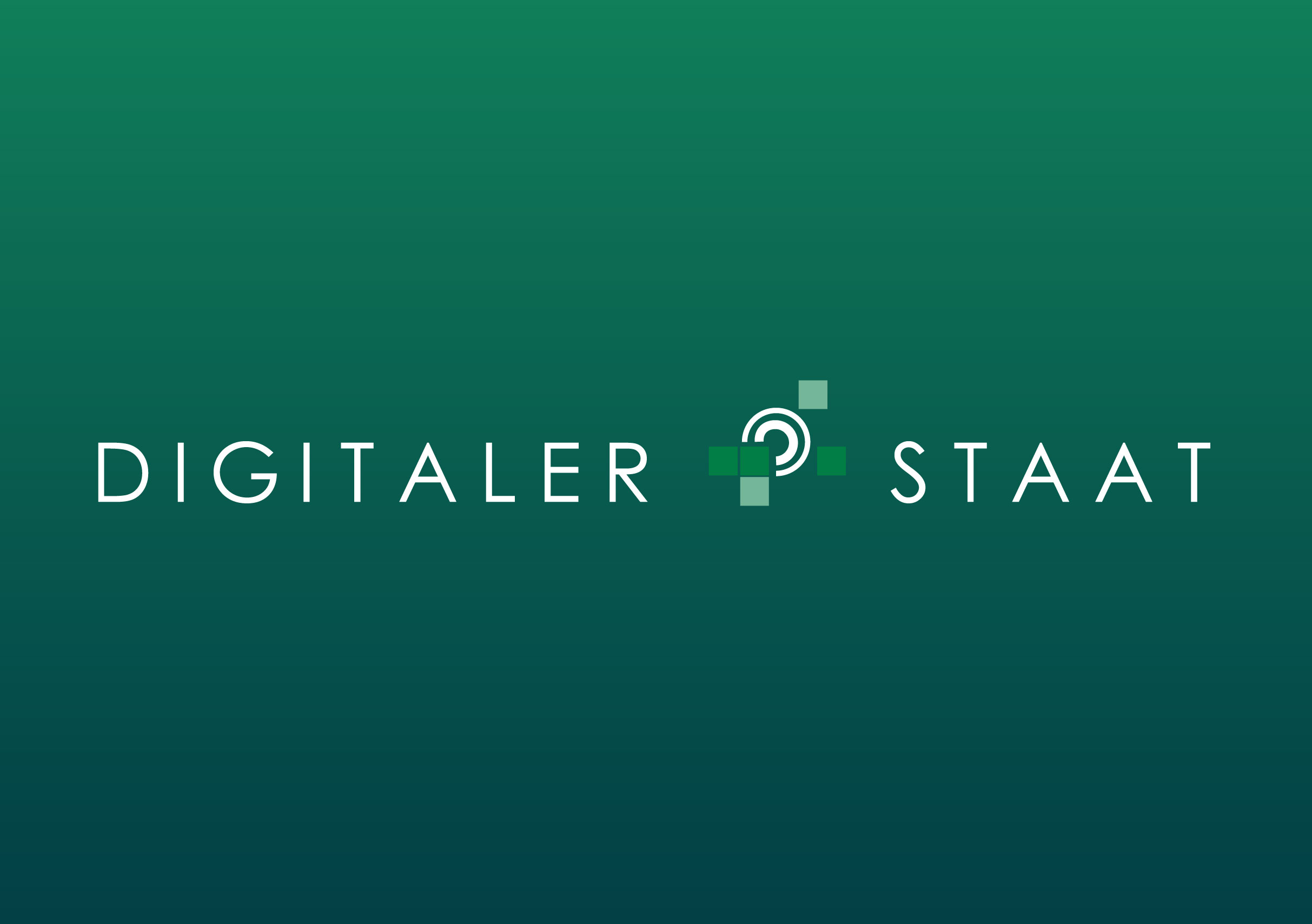 Bild vergrößern: Vektorgrafik: Roboter, die in einer Arena einen Sprint laufen mit dem Logo der Veranstaltung Digitaler Staat und dem Slogan "schneller, stärker, souveräner - GEMEINSAM"